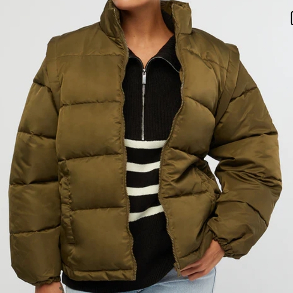 WeWoreWhat Olive Puffer Jacket